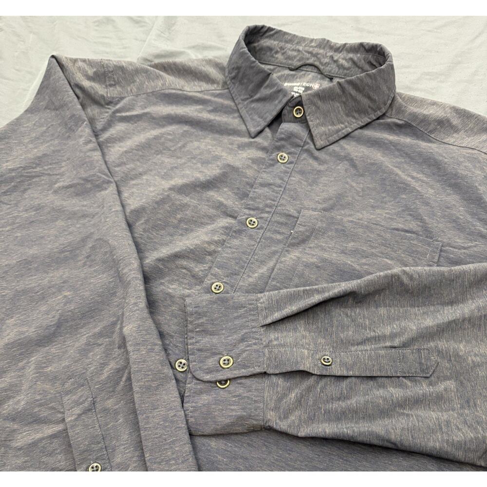 Swiss Tech Shirt Mens 2XL Charcoal Heather Button Front‎ Stretch Outdoor L/S